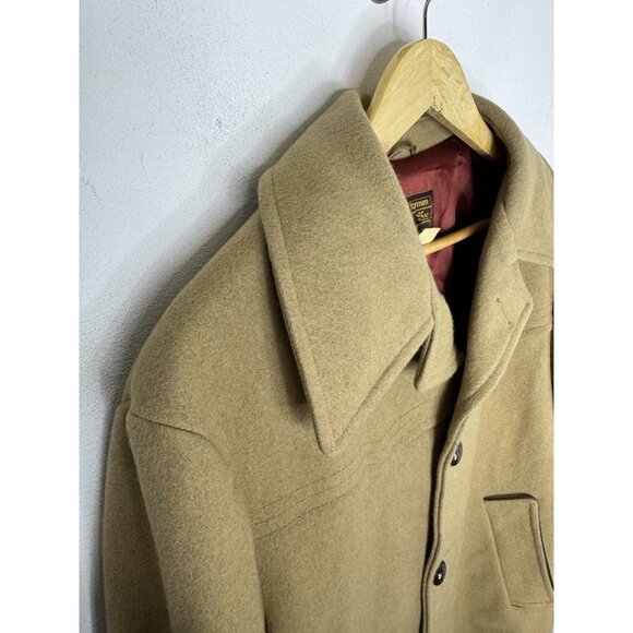 Vintage HBC The Bay 70s Wool Car Coat 44 Camel Western Yoke Made in Canada - Picture 3 of 7